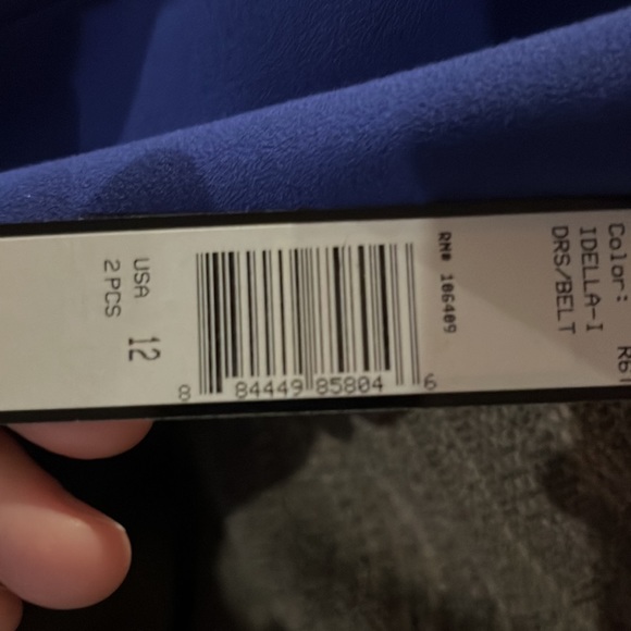 NWT TAHARI Royal Blue Sleeveless Dress With Ruffle  down Front and Belt … - Picture 10 of 13